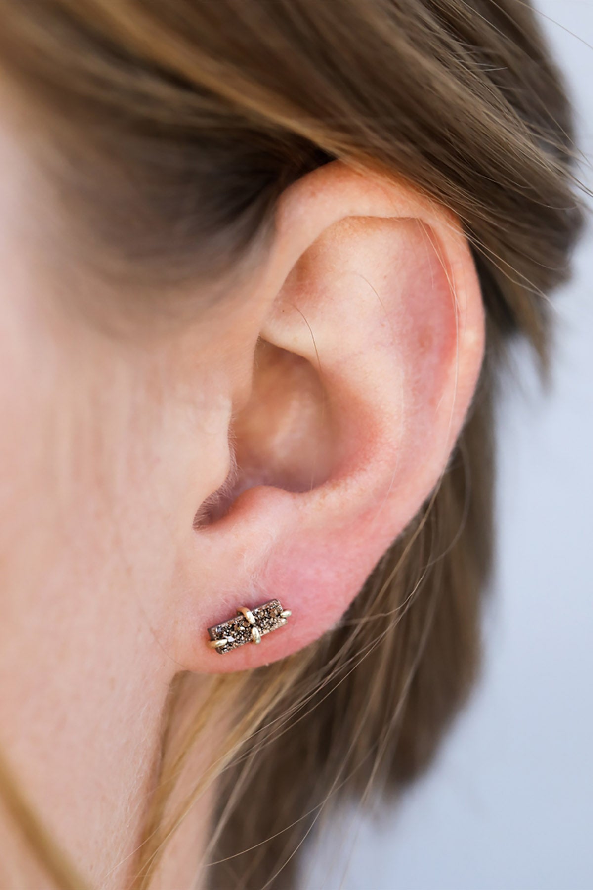 Bar Druzy Studs