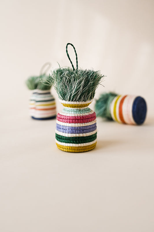 Striped Planter Basket Ornament