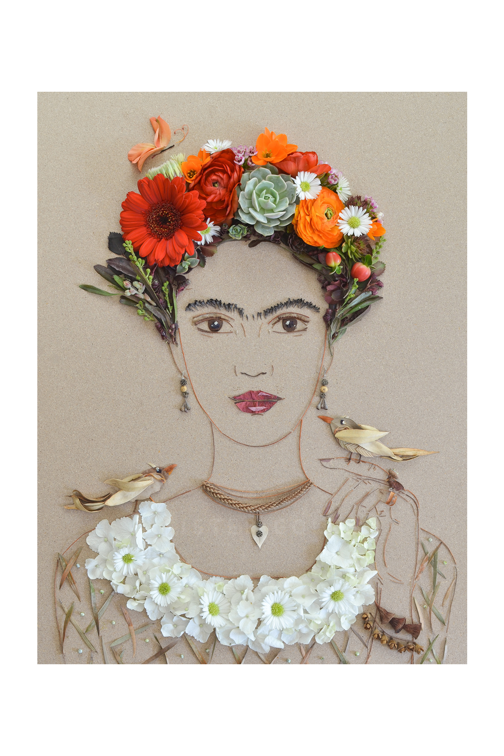 "Feathered Friends Frida" Flower Print