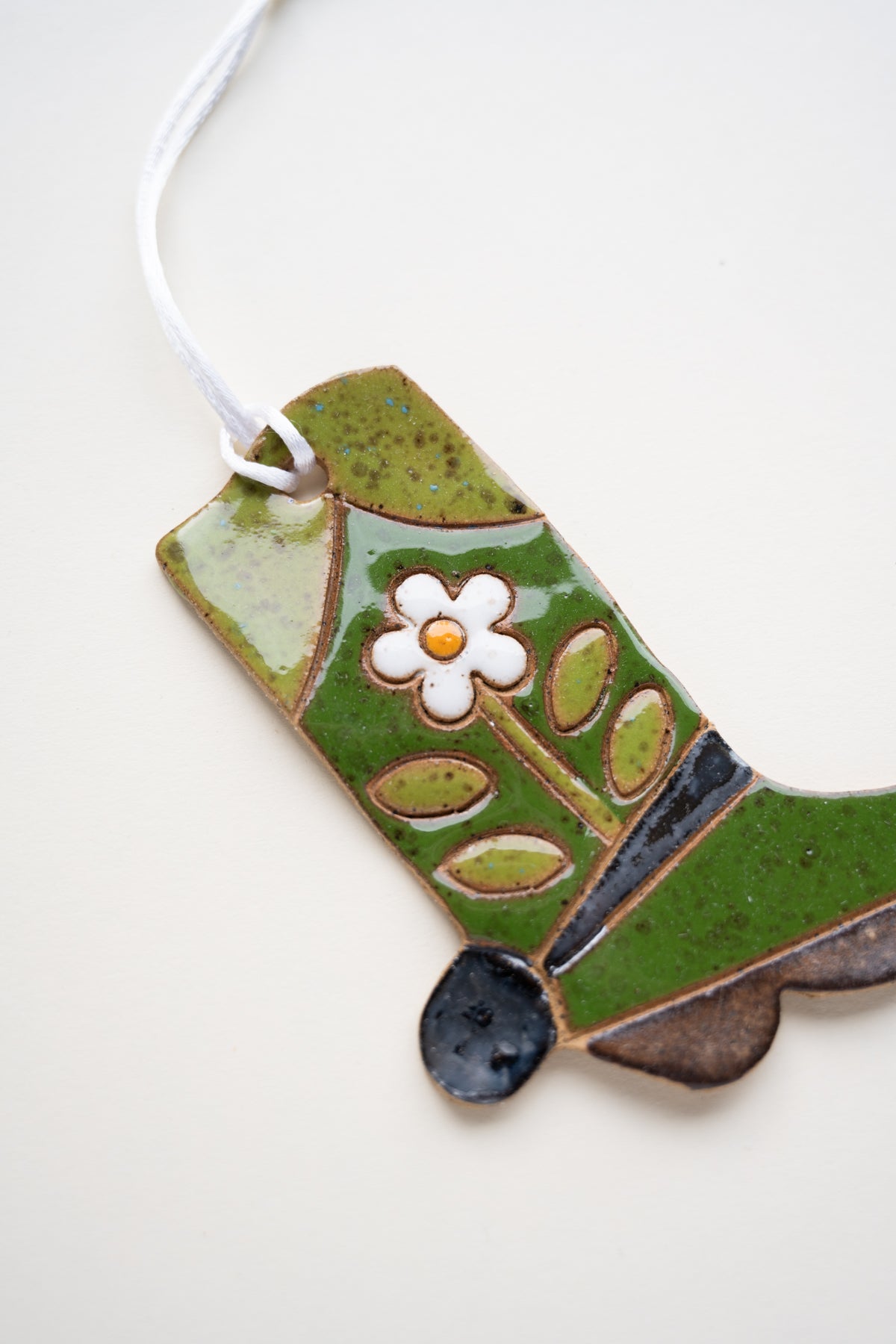 Green Daisy Boot Ornament