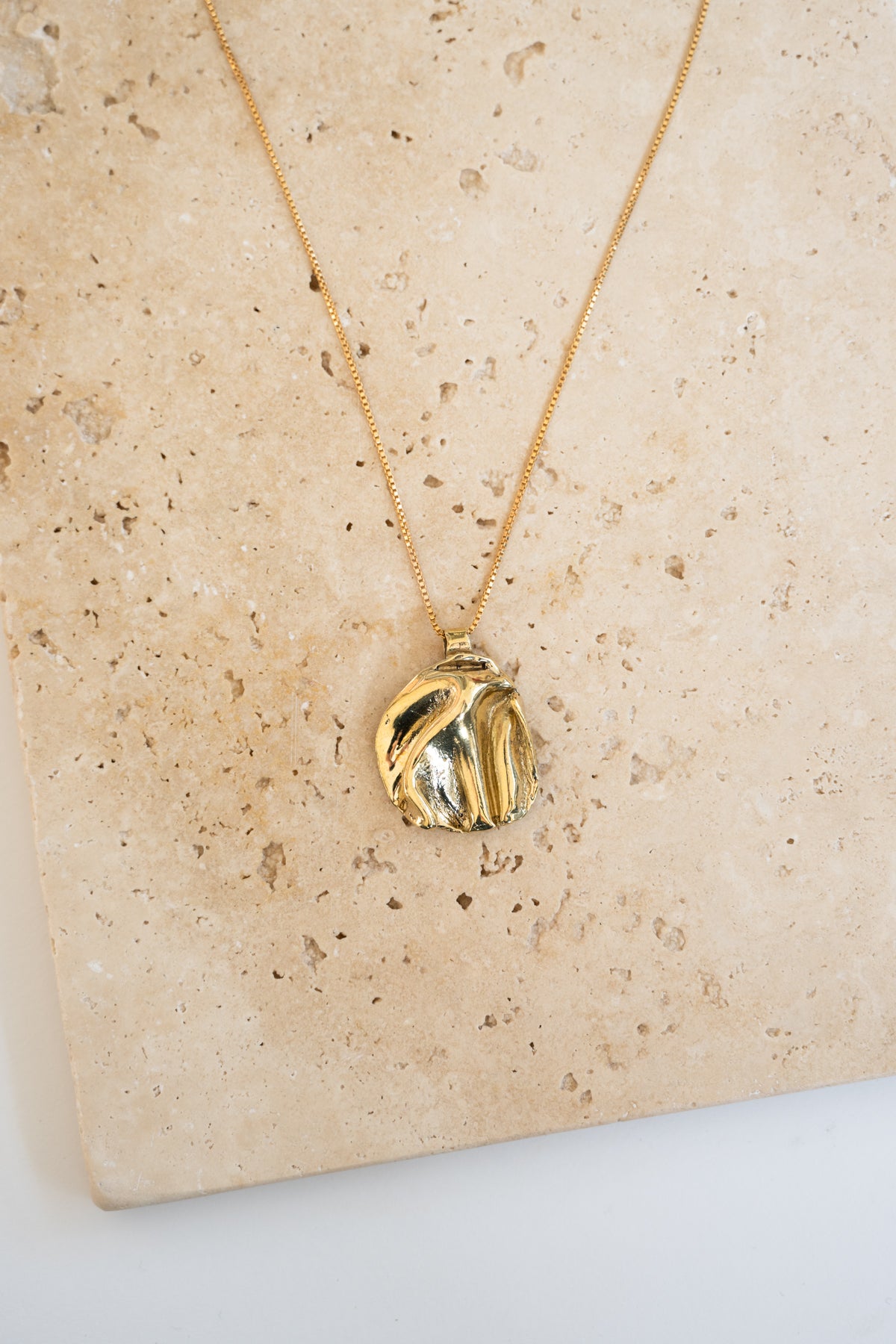 Gold Panamint Folded Pendant Necklace