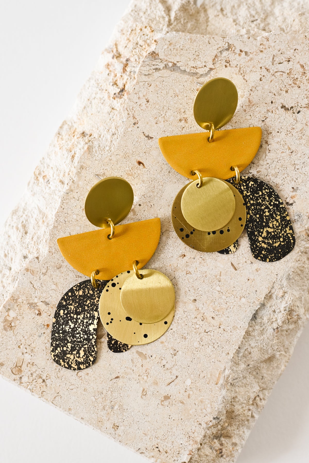 Large yellow stud earrings – www.clairelowe.co.uk