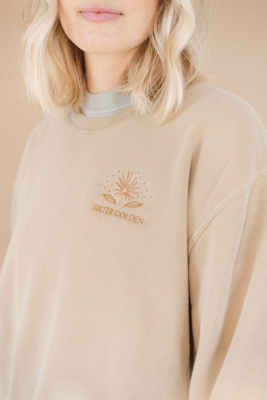 Embroidered Flower Crewneck Sweatshirt