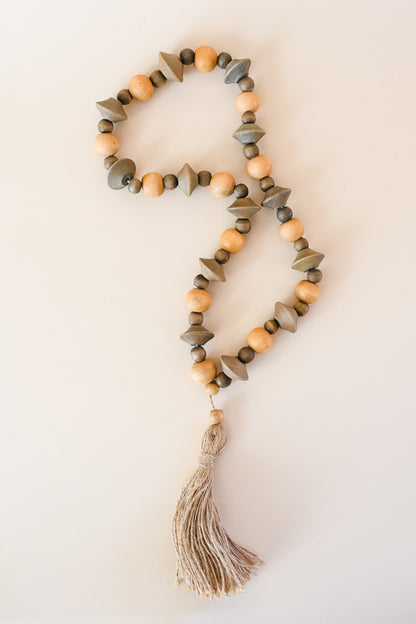 Tassel Wood Bead Strand