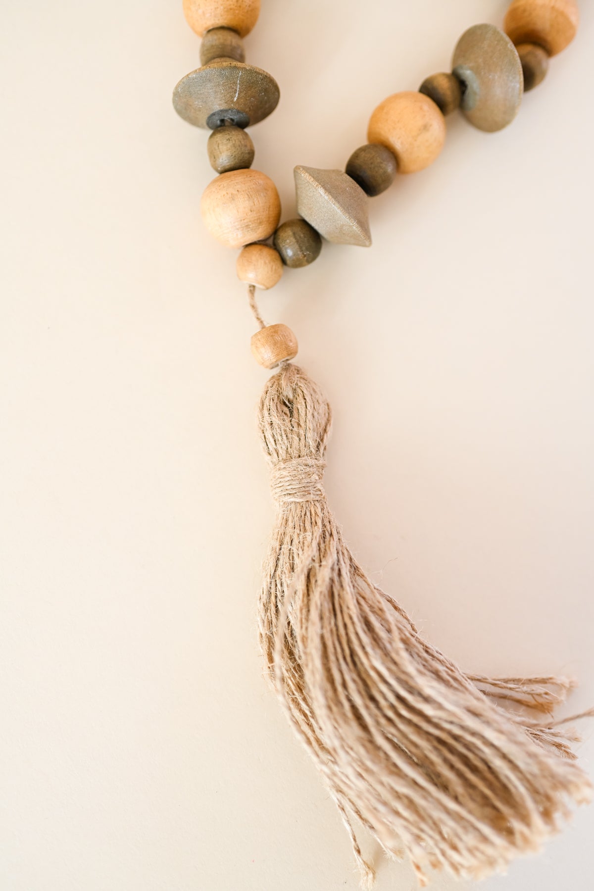 Tassel Wood Bead Strand