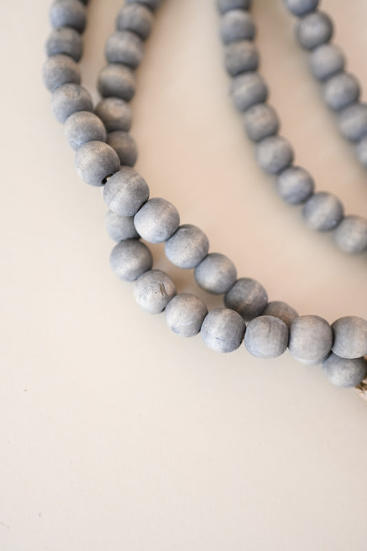 Prayer Beads Grey Wood Bead Garland Wood Bead Garland – Sister Golden